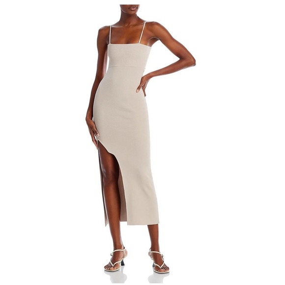 Mother Of All LUNA DRESS - BEIGE‎ Size XS Bodycon Ribbed - Picture 1 of 13